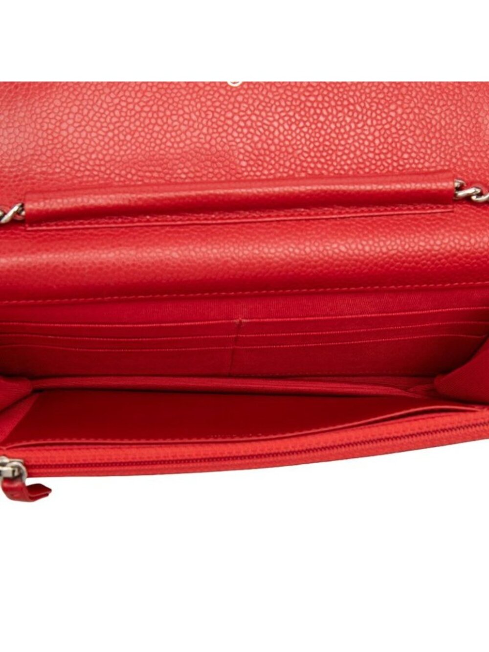 Chanel Quilted CC Logo Chain Shoulder Bag Crossbody Red Caviar Leather - Picture 4 of 7